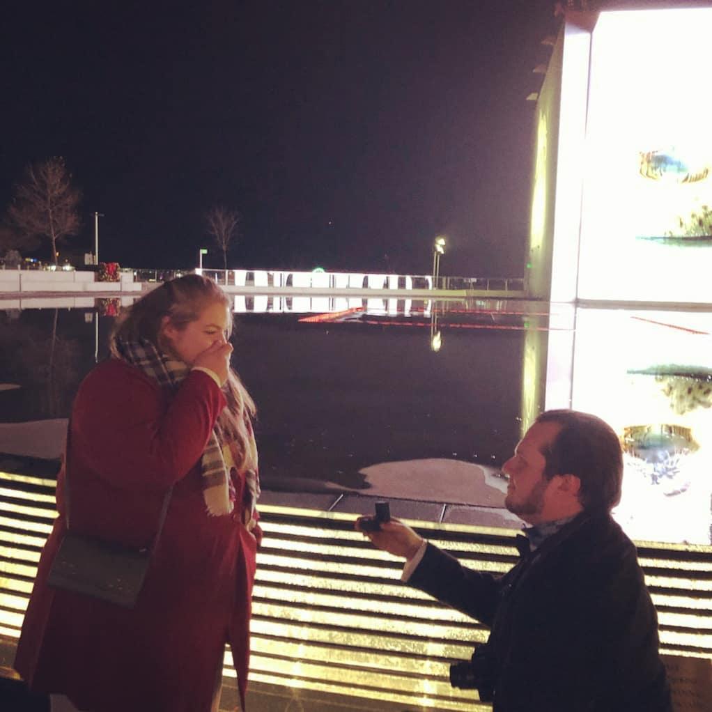 The Proposal at MGM casino (National Harbor): Darrien was standing next to me looking at the fountain; he told me that he had wanted to ask my dad so much more, but he did ask him one thing.. I cried!