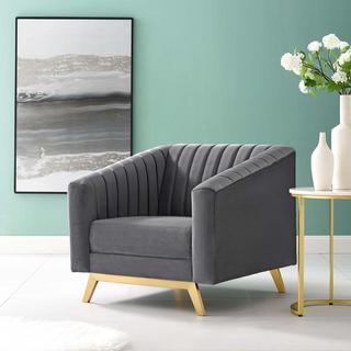 Valiant Vertical Channel Tufted Velvet Armchair