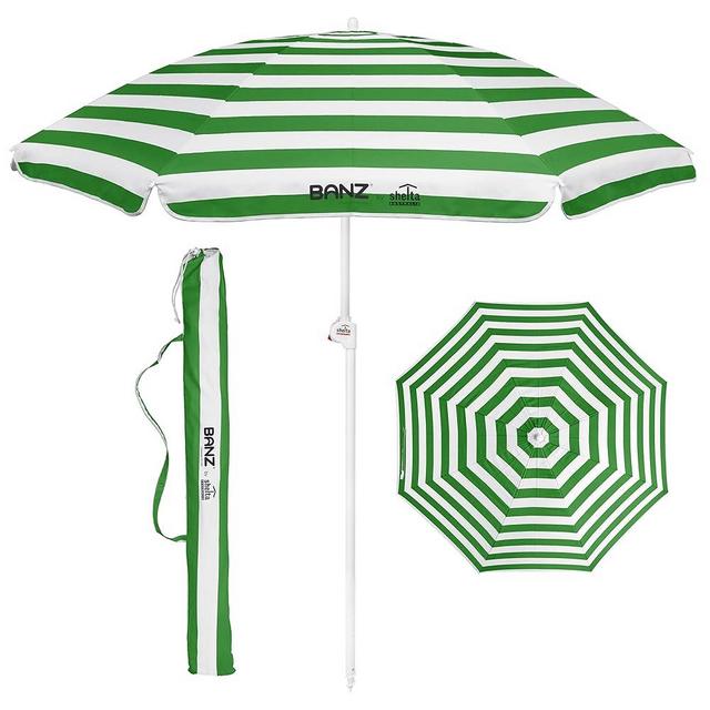 BANZ Cabana Beach Umbrella UPF 50 - UV Protection Foil-Lined Portable Outdoor Umbrella for Sand with Screw-In Base & Tilt Pole - Lightweight Beach Shade & Patio Umbrella with Bag