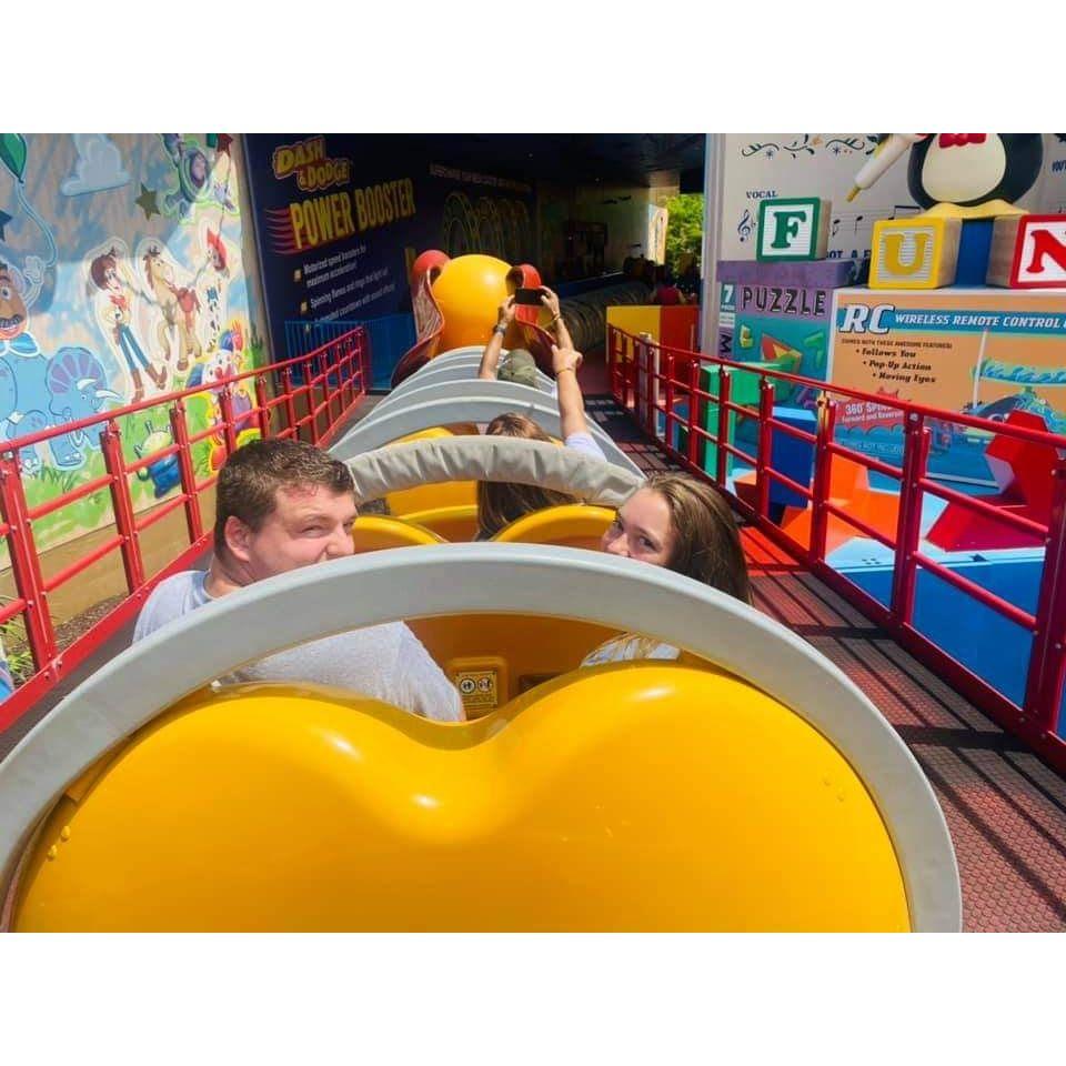 The Slinky Dog coaster was not worth the hour-long line (Steph was very amused with Clint's reaction to the ride).