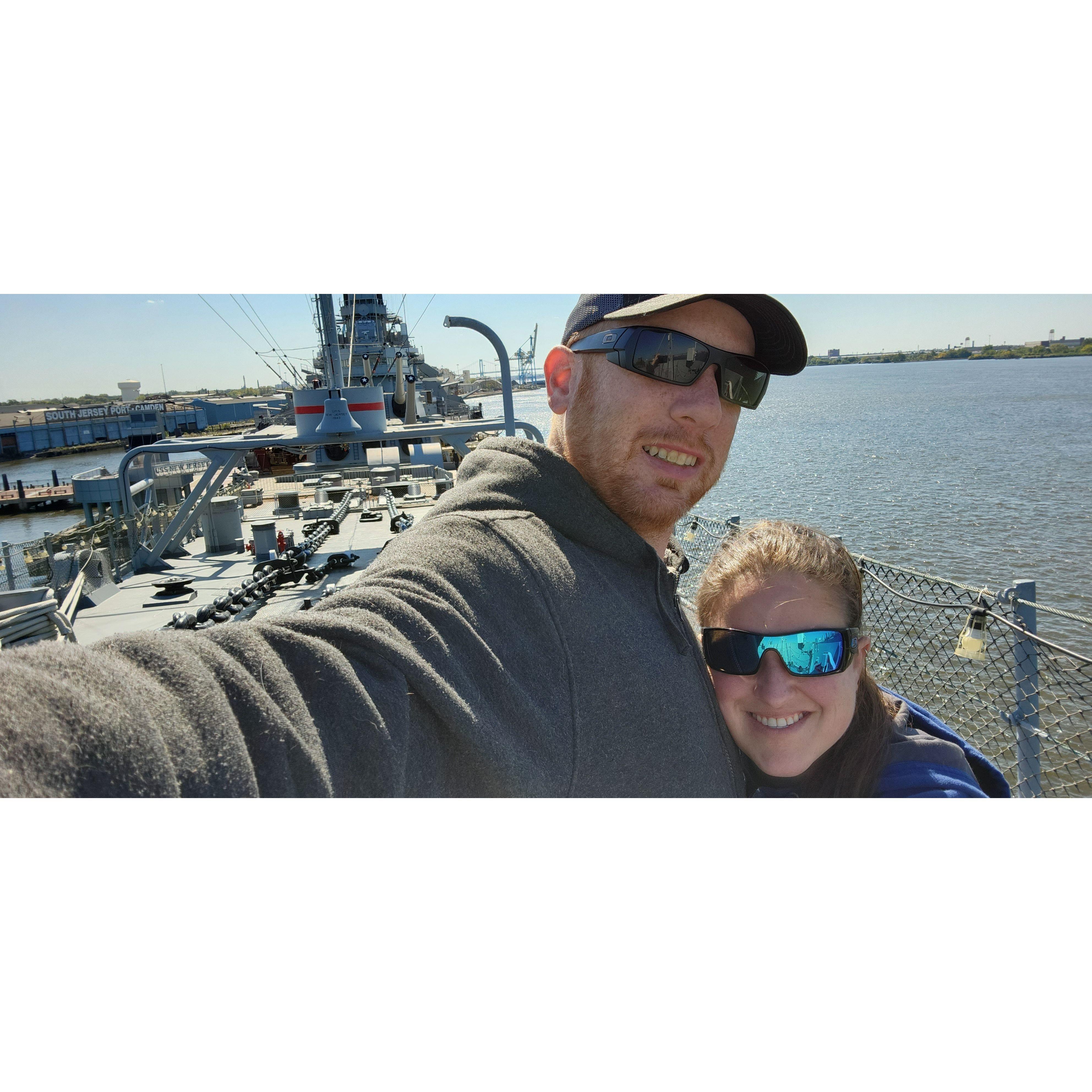 standing on the deck of the USS New Jersey