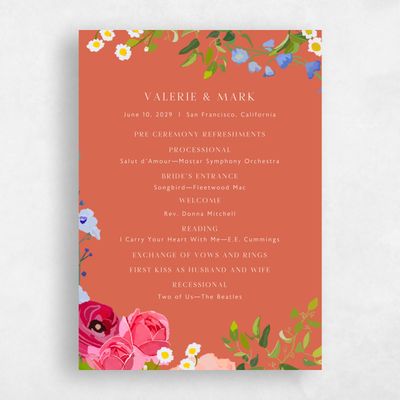 Burnt Orange Wedding Program - Dicha