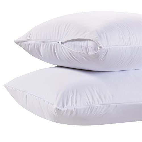 White Classic Zippered Style Pillow case Cover - Luxury Hotel Collection 200 Thread Count, Soft Quiet Zippered Pillow Protectors, King Size, Set of 2