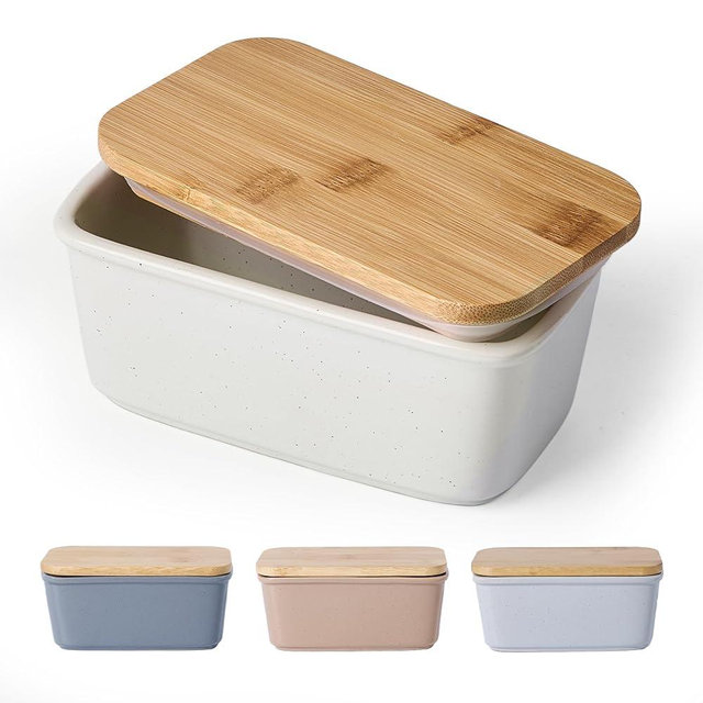 Famiware Milkyway Butter Dish with Lid for Countertop, Large Ceramic Butter Dish, Butter Keeper Holder with Airtight Cover, Kitchen Decor and Accessories for Kitchen Gifts (White)