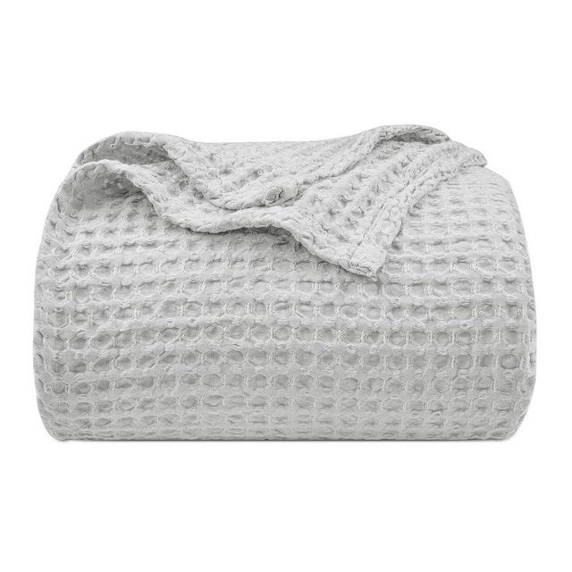 PHF Ultra Soft Waffle Weave Blanket King Size 104"x 90"- Washed Lightweight Breathable Cozy Woven Blanket Perfect for Spring Summer - Great Decor for Couch Bed Sofa Home Car - Light Grey