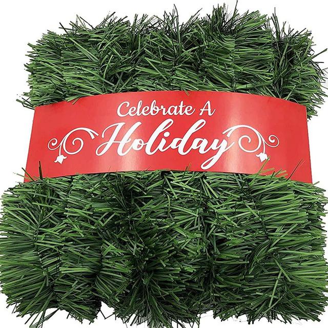50 Foot Garland for Christmas Decorations - Non-Lit Soft Green Holiday Decor for Outdoor or Indoor Use - Premium Quality Home Garden Artificial Greenery, or Wedding Party Decorations (Pack of 1)