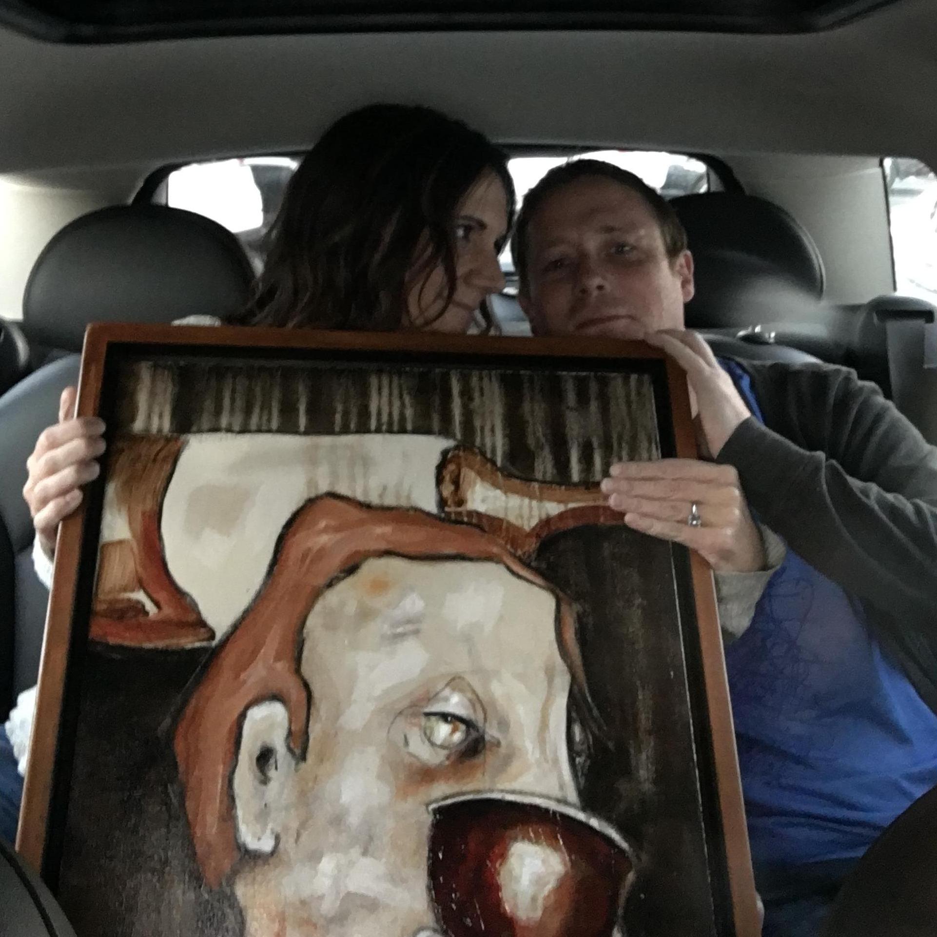 Engagement day souvenir. The guy in the painting looked familiar.