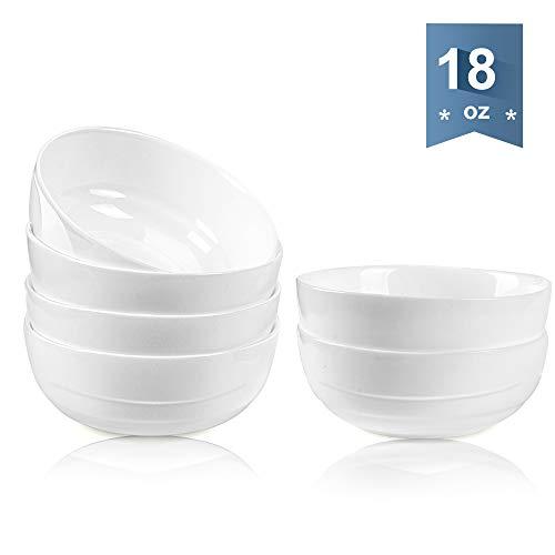 DANMERS 18 Ounces White Bowl Set, Cereal, Soup, Salad Bowls Service for 6, Lightweight Bowl 5.5'' Gift Pack