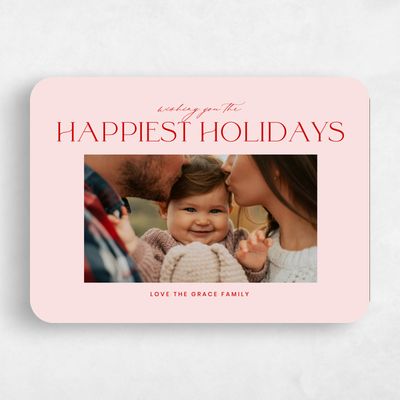 Pink Rounded Holiday Card - Lyndon Landscape
