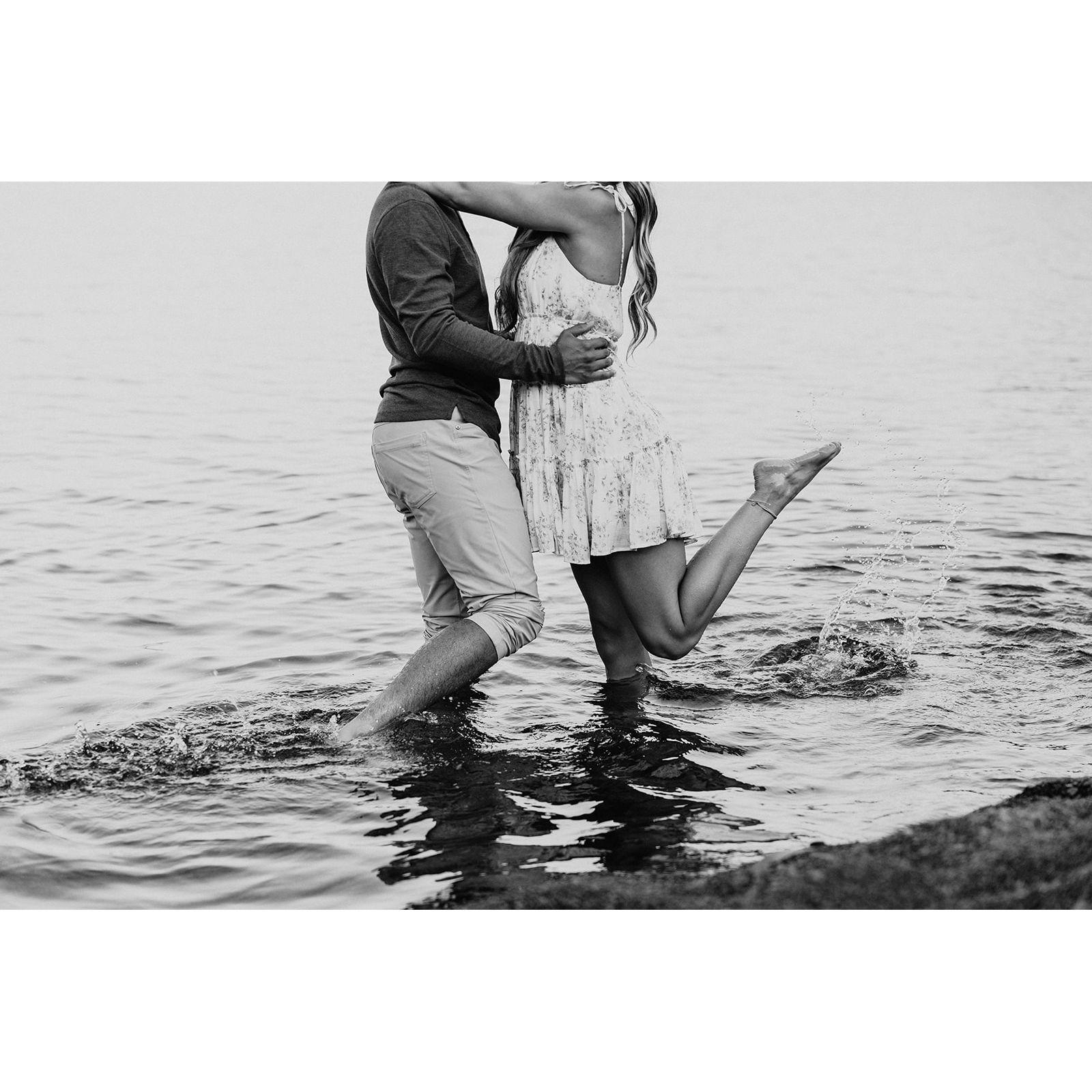 Engagement photo session at Black Beach, Silver Bay...