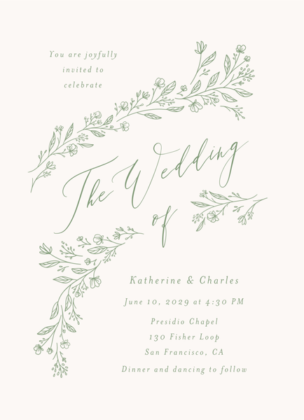 Miette Portrait | Bright Sage | Zola Wedding Invitations