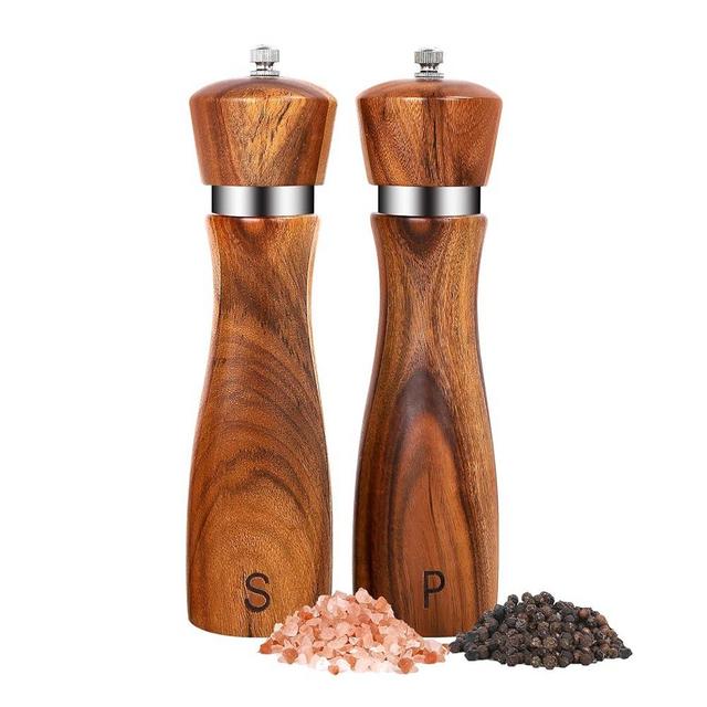 Wood Salt and Pepper Grinder Set, Acacia Wood Salt and Pepper Grinder Mill Pepper Grinder