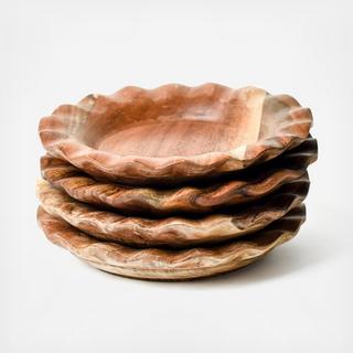 Fundamental Wood Ruffle Salad Plate, Set of 4
