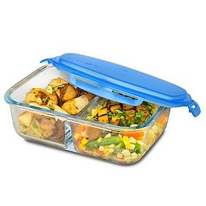 SmartPlanet 53 oz. Pure Glass Rectangular Bento Box in Blue