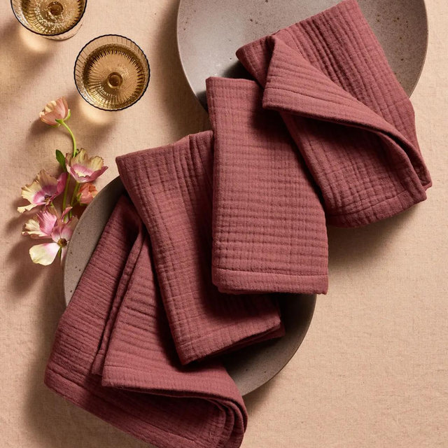 Organic Airy Gauze Napkins - Burgundy