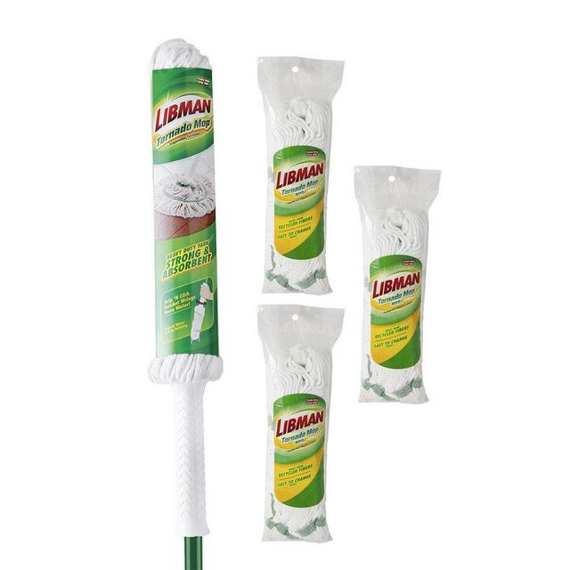 Libman Three Tornado Mop with 3 Refills Kit, Green White