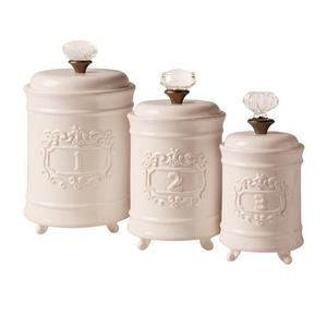 Mud Pie 4931002 Kitchen Canister (Set of 3), White