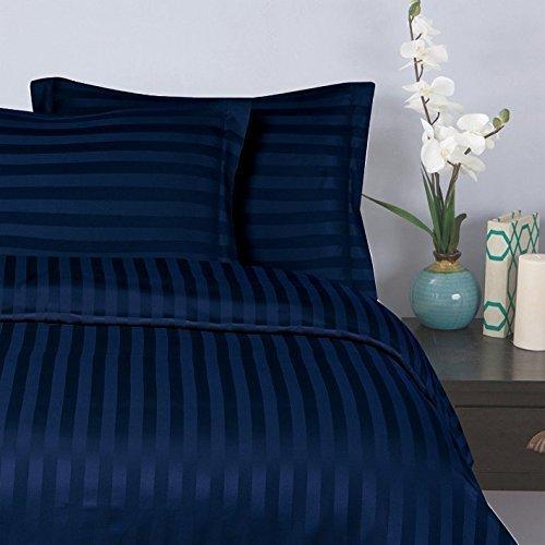 Elegant Comfort® Silky-Soft 1500 Thread Count Wrinkle-Free 6-Piece STRIPE Sheet Set, Queen, Navy Blue