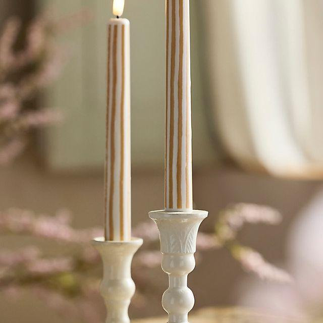 Flameless Stripe Taper Candles, Set of 2