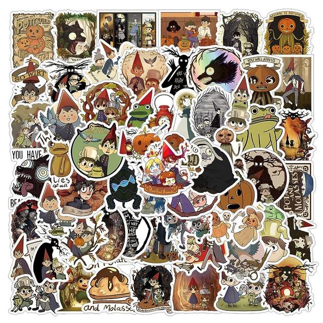 61Pcs Over The Garden Wall Stickers Pack, Cartoon Poster Halloween Vinyl Waterproof Decals for Water Bottle,Laptop,Phone,Skateboard,Scrapbooking,Journaling Gifts for Adults Teens Kids for Party Favor
