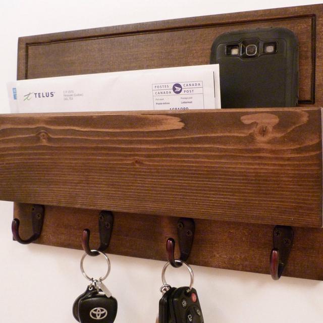 Mail Organizer Wall, Dark Walnut