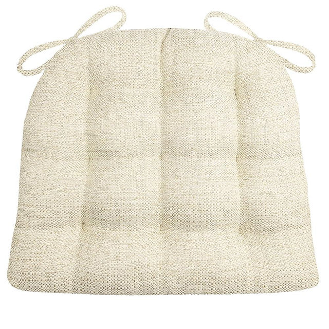 Barnett Home Decor Brisbane Natural Dining Chair Cushion with Ties - Standard Size 17 Chair Pad - Latex Foam Fill, Reversible - Made in USA - Solid Color (Oatmeal/Standard)