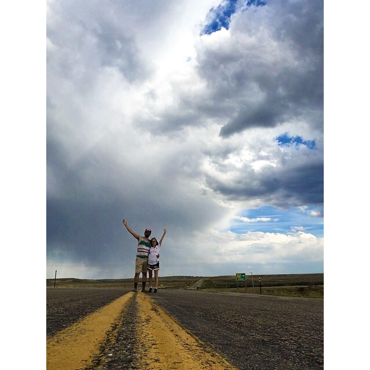 7/21/18 - An hour after we took this photo, our car's transmission went out in the middle of nowhere, Wyoming and we were stranded for 6 hours. But the getting there part was fun!