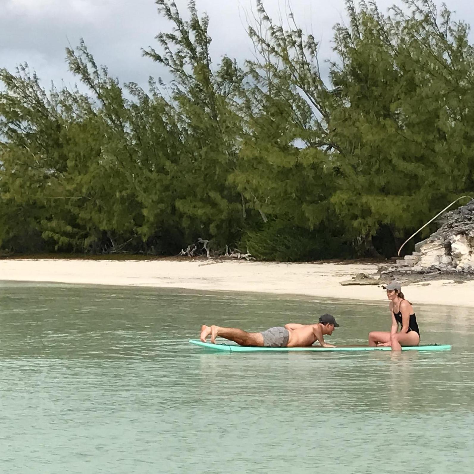On a paddle board in Eleuthera, one of our other favorite places