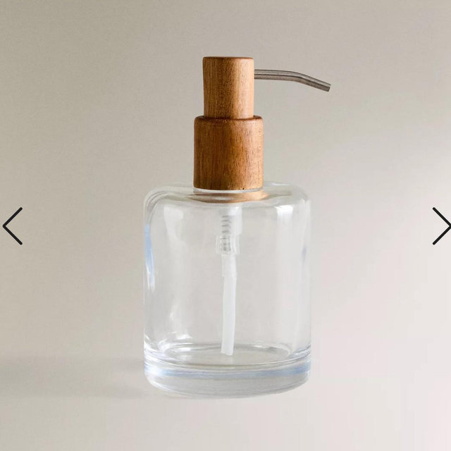 GLASS AND WOOD SOAP DISPENSER