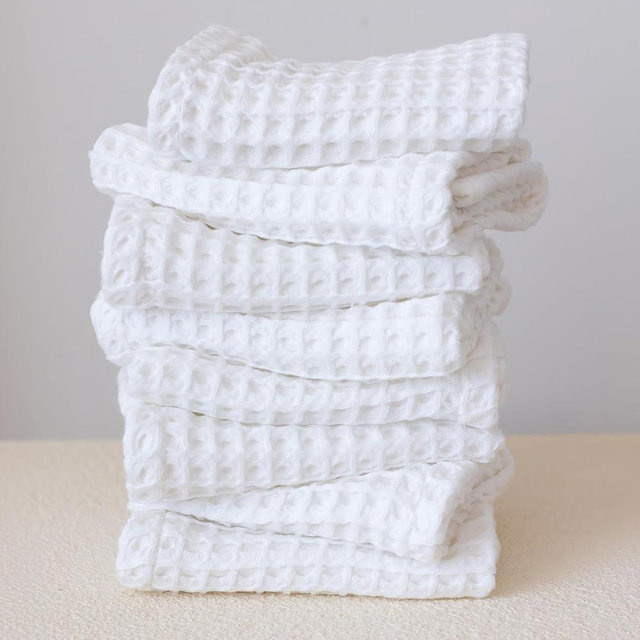 Viva Maison Premium 100% Turkish Cotton Wash Cloths & Face Towels Pack of 8, Luxury Turkish Waffle Washcloth Ideal for Bath, Makeup, Kitchen (White, Set of 8 Washcloths)