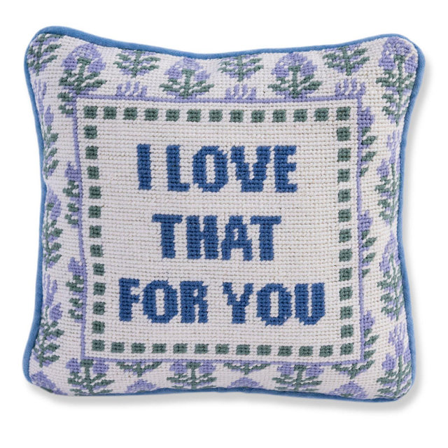 Furbish Studio Love That for You Needlepoint Pillow, 11" x 11"