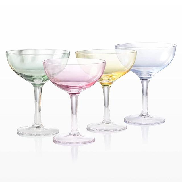 tyab Coupe Cocktail Glasses Set of 4, Hand Blown Premium Crystal Martini Glasses for Bar, Martini, Cosmopolitan, Manhattan, Gimlet, Pisco Sour