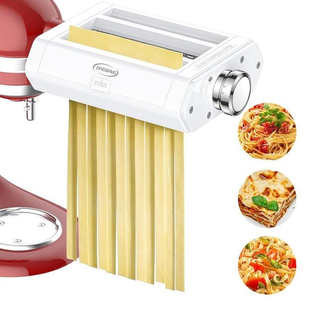 TPGSING Pasta Maker Attachment for KitchenAid Stand Mixers, 3 in 1 Pasta Roller & Cutters Set for KitchenAid, Adjustable Pastry Thickness Fettuccine Spaghetti Cutter Accessories with Cleaning Brush