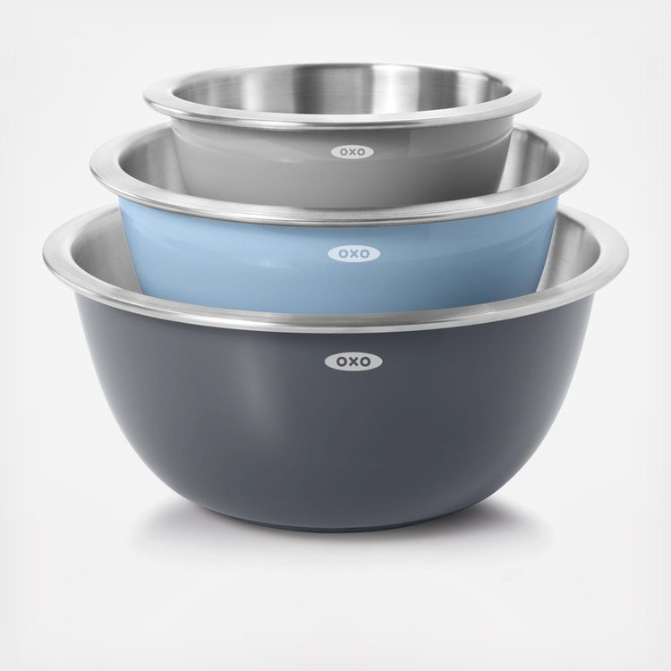 OXO, Good Grips 3-Piece Stainless Steel Mixing Bowl Set | Zola