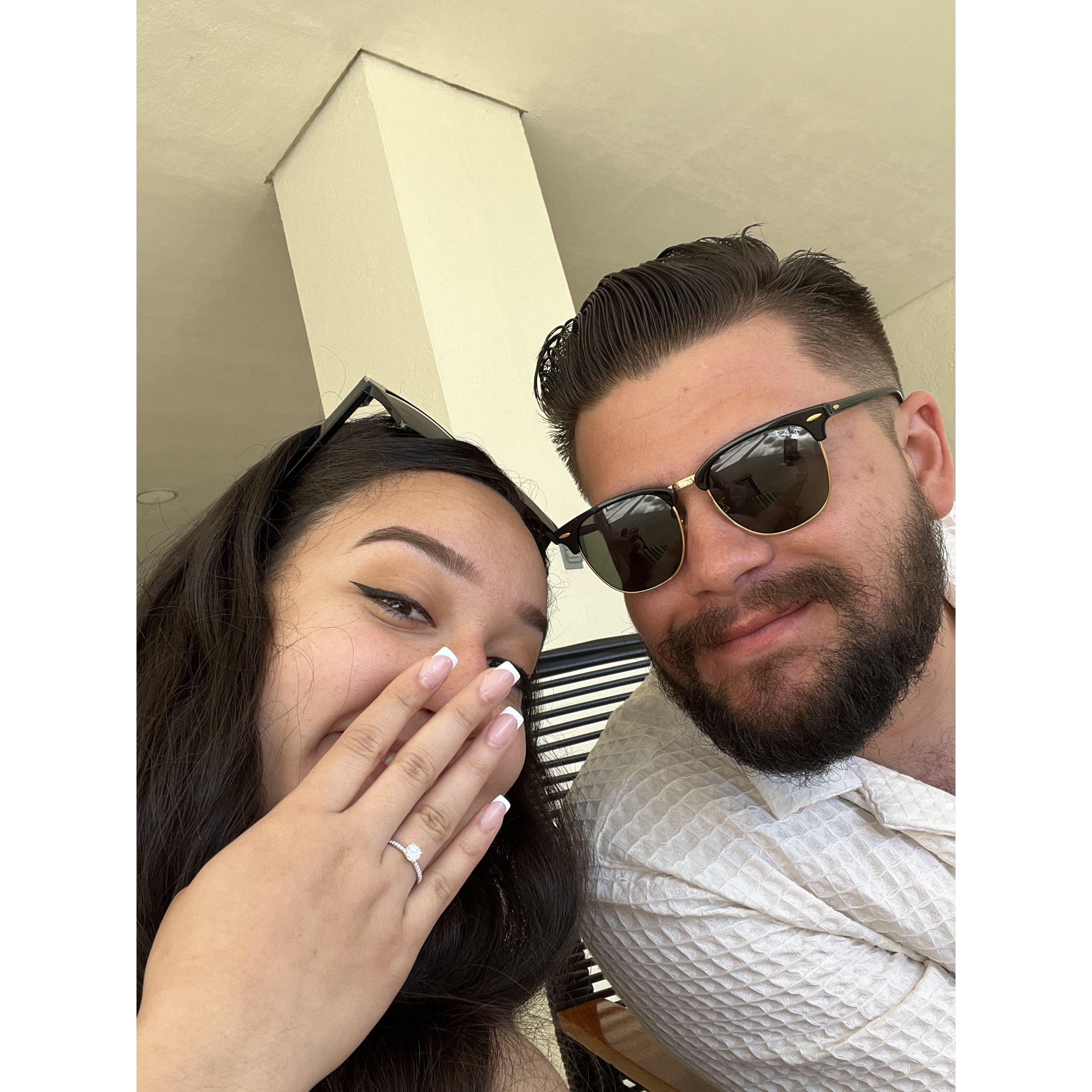 We got engaged in Cabo!