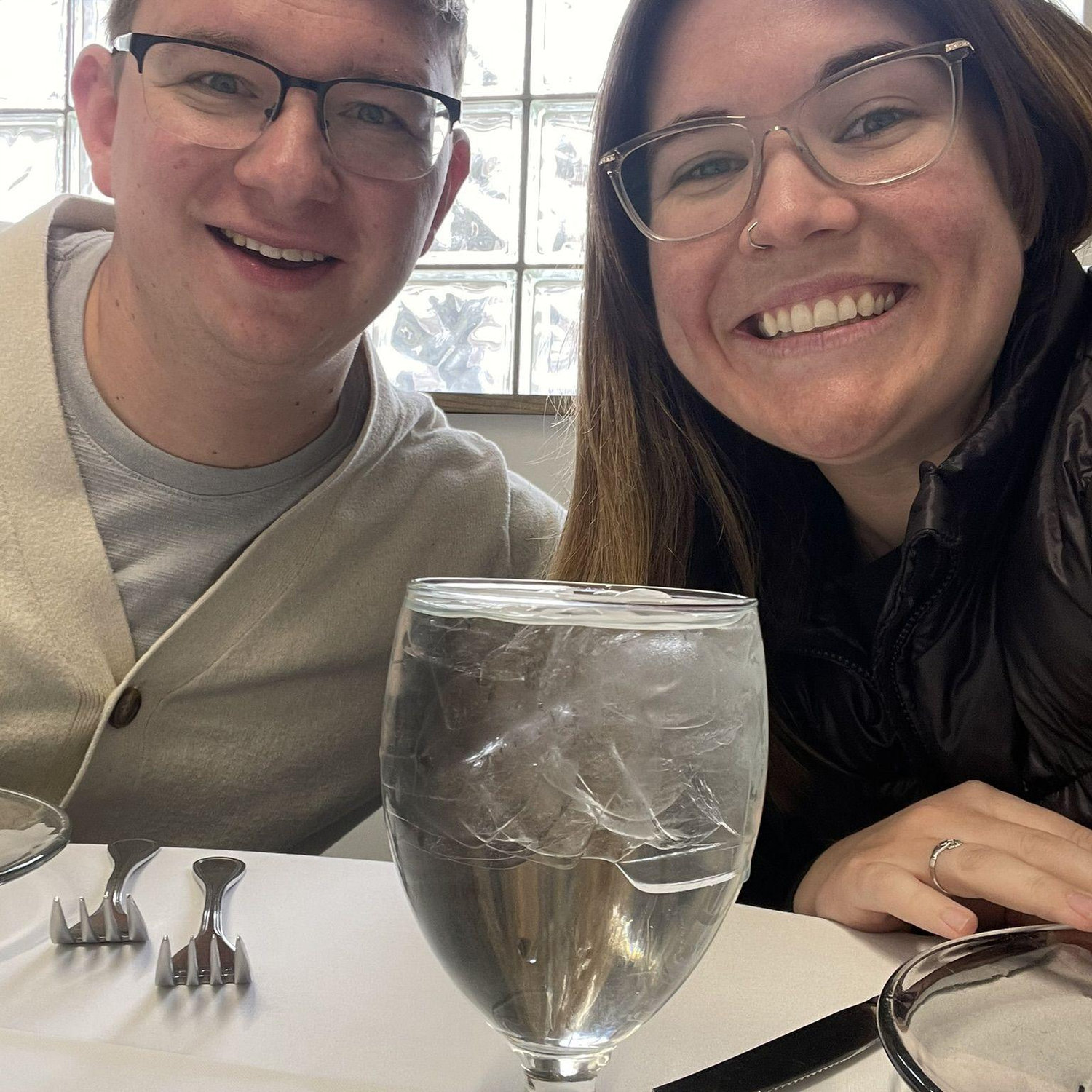 We took this picture at our first catering tasting during wedding planning. We loved the food so much, we booked this caterer!