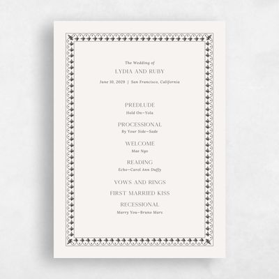 Dark Charcoal, Beige Wedding Program - Giselle