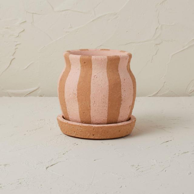 5.5" Striped Terracotta Planter Brown/Pink - Opalhouse™ designed with Jungalow™