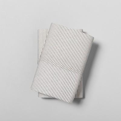 King Pillowcase Set Organic Microstripe Railroad Gray / Sour Cream - Hearth & Hand™ with Magnolia