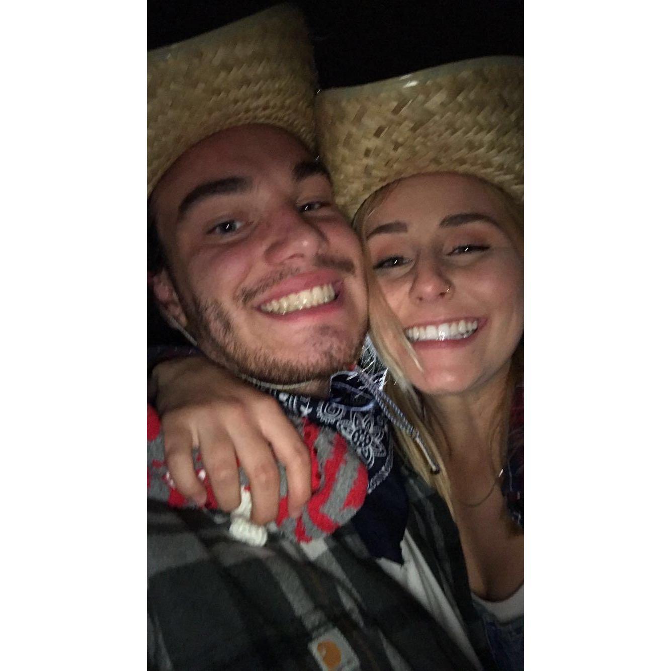 The 2nd picture of us ever at GFU's hoedown dance. Piggyback rides across campus to get pink striped socks!