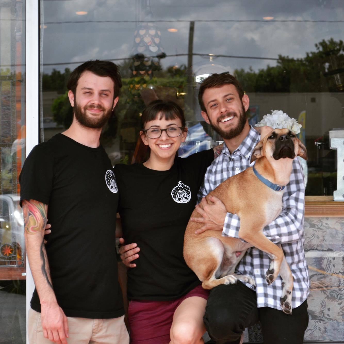 A family picture at our restaurant with our other Nephew, Duke, and Ann's brother Paul