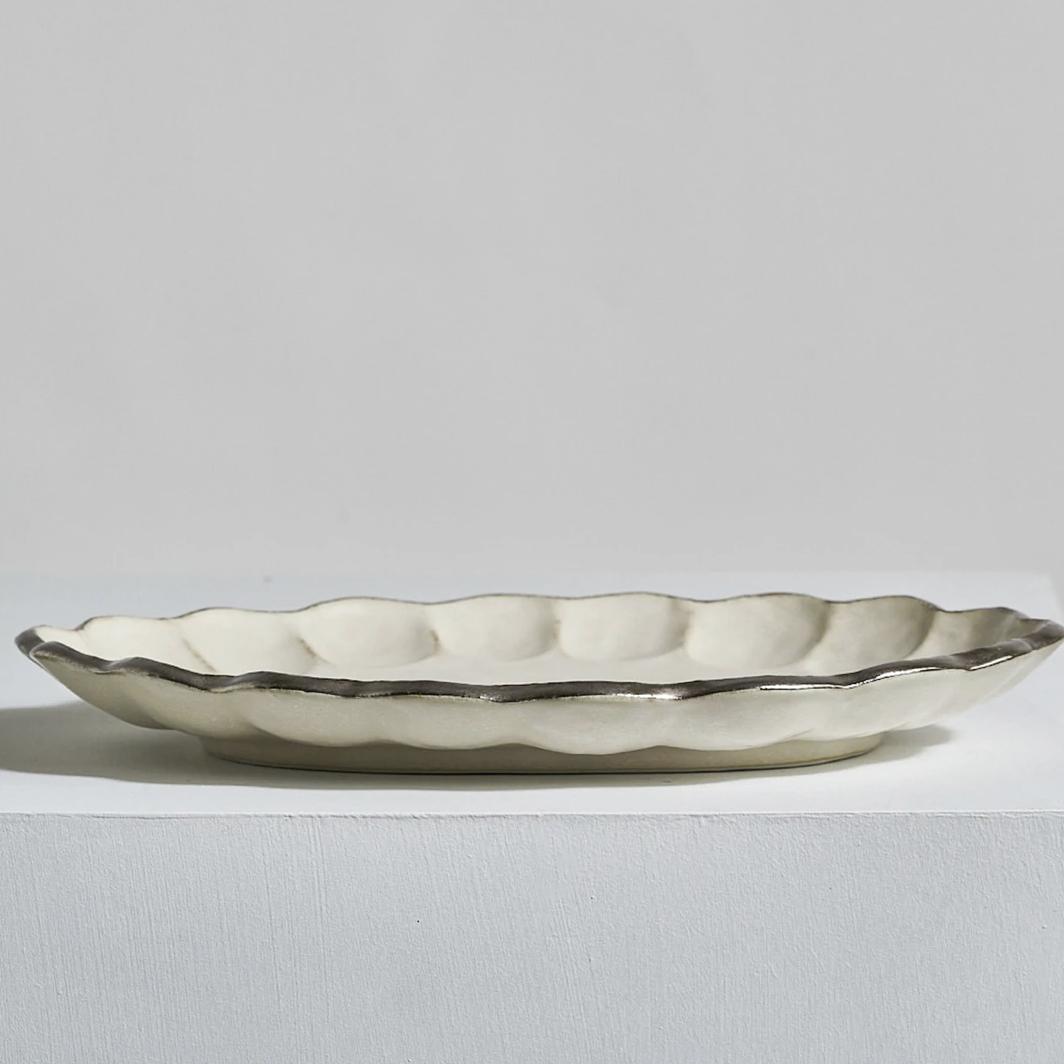 Rinka Silver Rim Oval Serving Plate