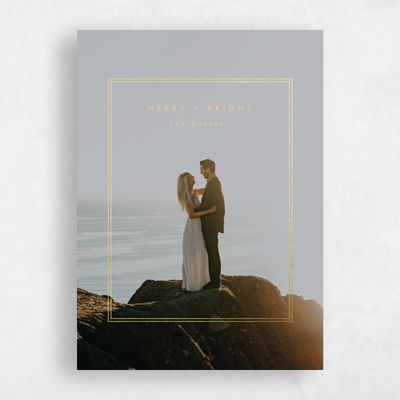 Honey, Yellow Holiday Card - Yuletide Portrait Foil