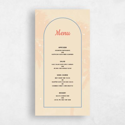 Orange Destination Wedding Menu - Vegas