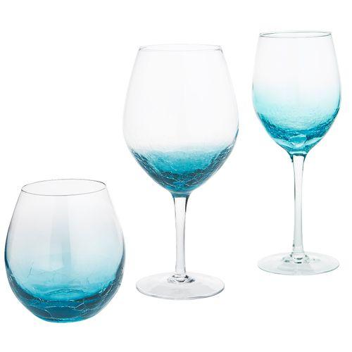 Crackle Teal Stemware