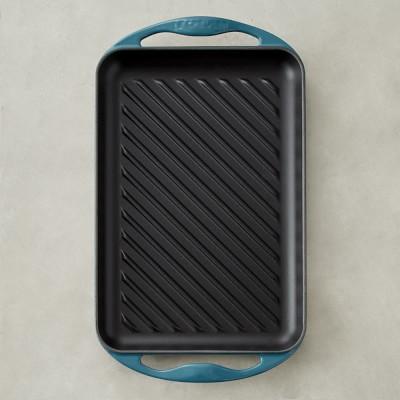 Le Creuset Cast-Iron Rectangular Skinny Grill, French Grey