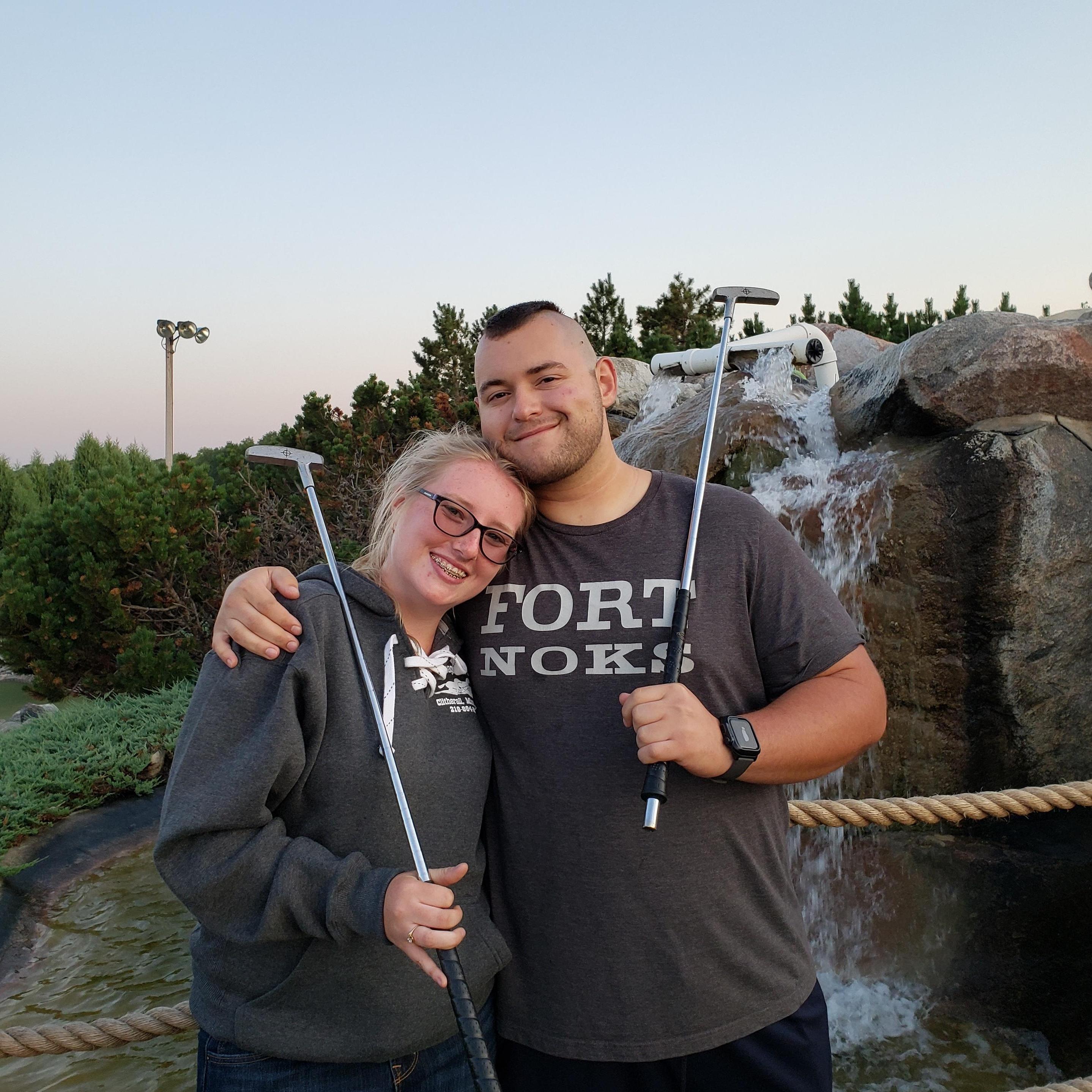 Mini golf date in Detroit Lakes. The game would have gone all night had there been no "rule-bending."