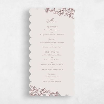 Brown Scalloped Wedding Menu - Vinehall