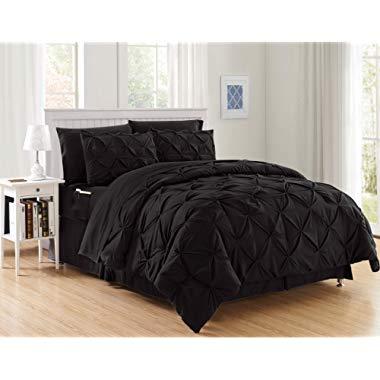 Luxury Best, Softest, Coziest 8-Piece Bed-in-a-Bag Comforter Set on Amazon! Elegant Comfort - Silky Soft Complete Set Includes Bed Sheet Set with Double Sided Storage Pockets, King/Cal King, Black