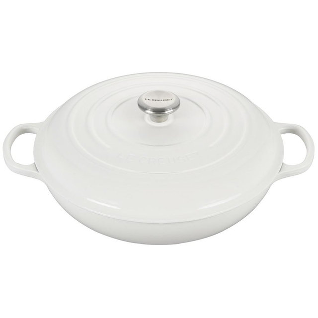 Le Creuset Signature Enameled Cast Iron Braiser, 5-Qt., White